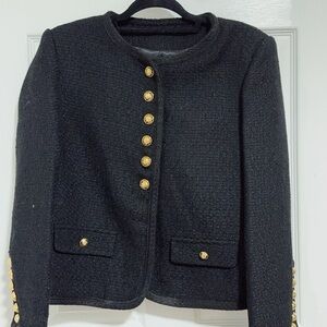 Elegant Black Jacket with Gold Buttons